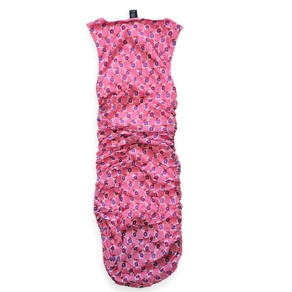 Urban Outfitters High Neck Sleeveless Tank Ruched Bodycon Mini Dress Sz Large - Picture 5 of 10